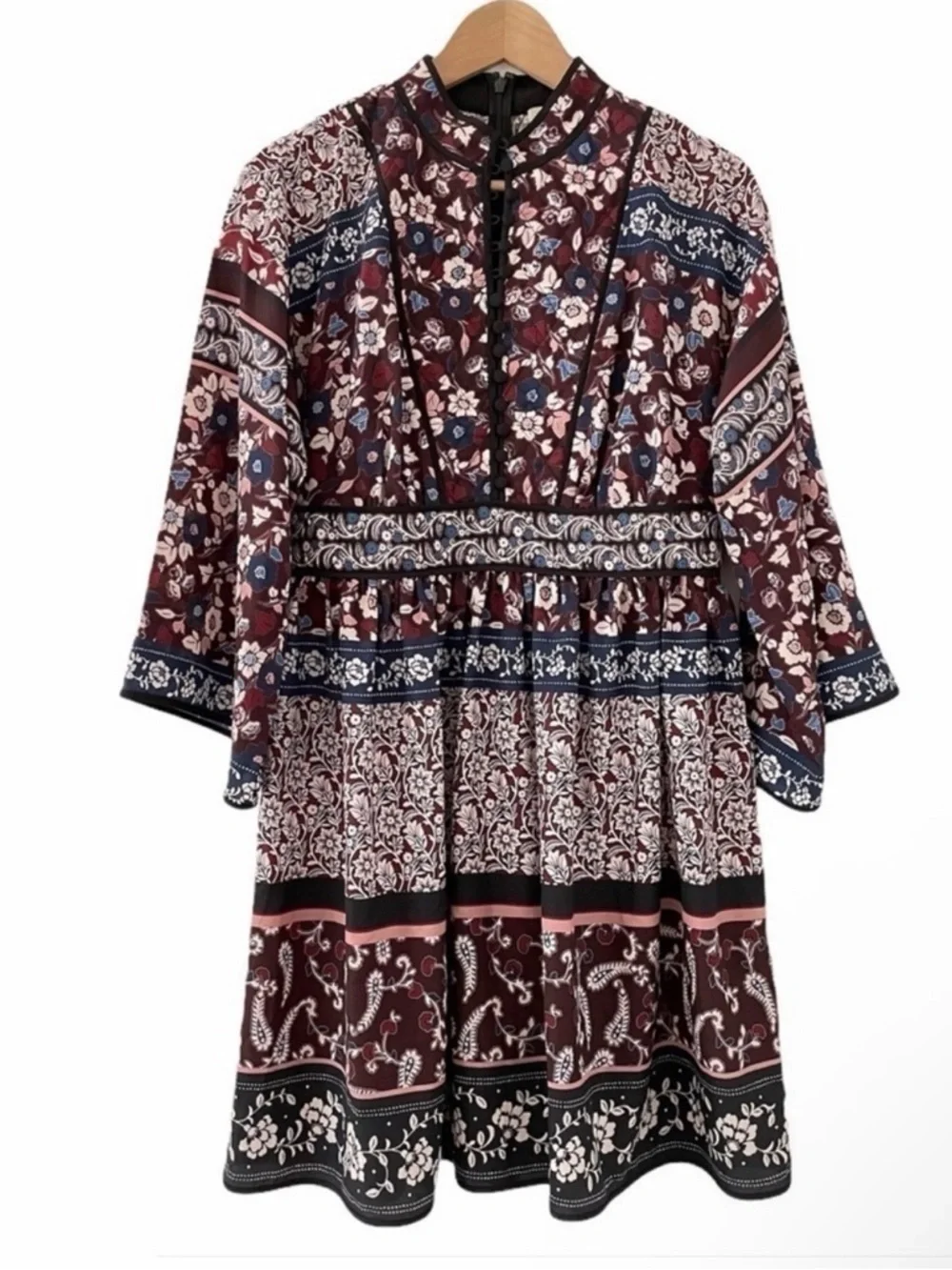 Kate Spade Patchwork Roseta Dress in Deep Russet